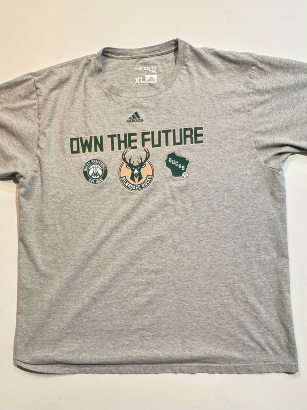 adidas Gray 'Own The Future' Milwaukee Bucks Graphic Tee